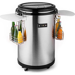 Stainless Steel Mini Bar Round Drink Station with Mobile Wheels manufacturer factory China